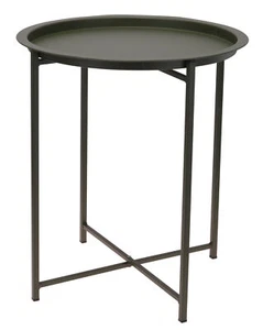 Metall Beistelltisch grün - Ø 41 cm - Couch Deko Tablett Blumen Tisch klappbar - Bild 1 von 1