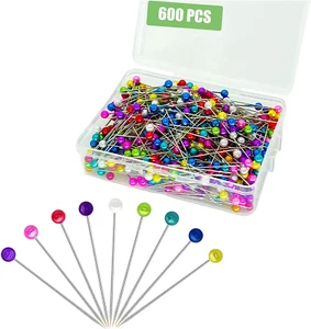 600pcs Pearl Head Sewing Pins 1.5" | Multicolor Quilting Dressmaker Craft Pins - Picture 1 of 7