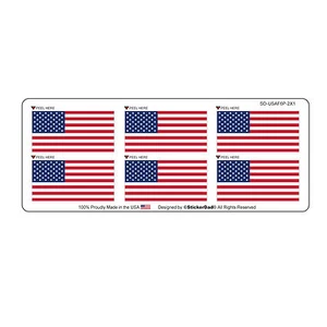 USA American Flags (6 Pack) Hard Hat Printed Sticker (size: 2" x 1")  - Picture 1 of 2