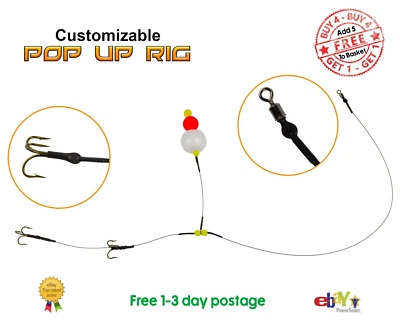 Barbed Treble Pop Up Rig Wire Trace- Customizable - Extra Long - Pike & Predator - Image 1 of 4