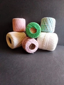 VTG Lot 6 Clark's BIG BALL Crochet THREAD Cotton ASSORTED Colors 3 Ply - Picture 1 of 6