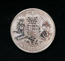 2020 British Coat of Arms 999 Fine Silver 1 oz Coin. 2 Pound F/V, Royal Mint in 