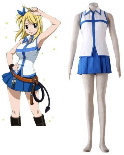 cosfun Fairy Tail Lucy Heartfilia Cosplay Costume Full Set mp002920