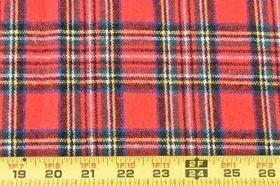 33" Long x 58" Wide, Red Blue Green Tartan/Plaid Light-to-Mid-Weight Wool, P9014 - Image 1 of 4