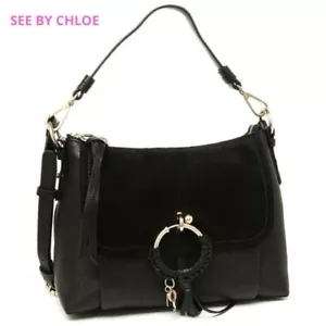 See By Chloe Joan Shoulder Bag Crossbody Bag 2WAY Black Leather Used 2504M - Picture 1 of 10