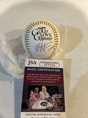 MYLES STRAW SIGNED AUTOGRAPH GOLD GLOVE BASEBALL JSA COA INDIANS BALL RAWLINGS - Image 1 of 4