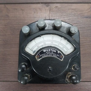 Vintage WESTON MODEL 281 AMPERES & Volts D.C. Test Meter Made USA * UNTESTED** - Picture 1 of 6