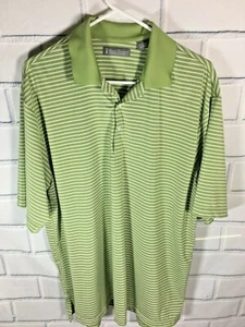 Camisa polo de golf informal DANIEL CREMIEUX para hombre verde a rayas talla grande SS (A19) - Imagen 1 de 6