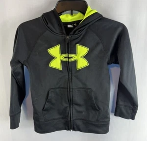Under Armour kids black and neon yellow full zip Hoodie Sweatshirt Sz 6 - Picture 1 of 7