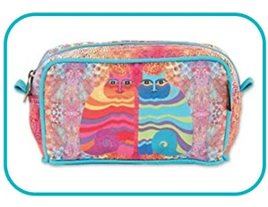 Bolso de cosméticos Laurel Burch arco iris felines ~ Cat LB7003 de lona 7x2,5""x4"" bolso de monedas - Imagen 1 de 1