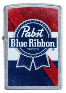 Zippo Windproof Street Chrome Pabst Blue Ribbon Lighter, 49077, New In Box - Picture 1 of 5