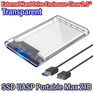 2.5" USB 3.0 SATA3 Clear Hard Drive Enclosure Caddy Case For External HDD/SSD - Photo 1/12