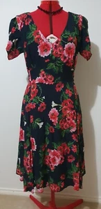 BNWT ALANNAH HILL "Like A Daydream" Black Red Floral Dress S12 RRP $269 - Picture 1 of 9