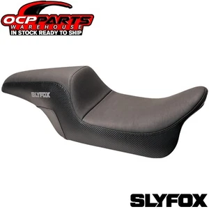 NEW SLYFOX GRAY LOGO SMOOTH VINYL CARBON SEAT FOR MANY HARLEY DAVIDSON MODELS - Imagen 1 de 6
