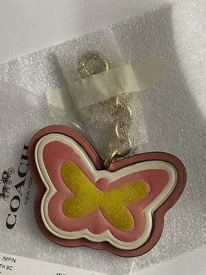 COACH Cuero Mariposa Blanco Rosa Llavero Cartera Dije C8248 Foto 1 de 4