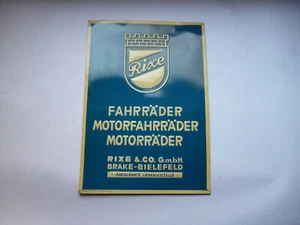 Rixe Fahrräder Motorräder Bielefeld  Original altes Blechschild 1950er Jahre - Bild 1 von 6