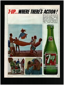 1965 7up Original Print Ad ~ Free Ship ~ soft drink soda bottle 7 up beach - Picture 1 of 1
