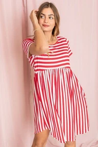 Plus Minikleid Kurzarm gestreift - Bild 1 von 6