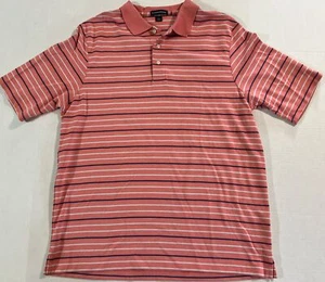 Polo Lands' End rosa con righe blu navy e bianche uomo taglia large classica preppy - Foto 1 di 18