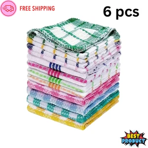 5 Pcs Kitchen Dish Cloths Cotton Super Cleaning Absorbency Towel Washing Rags - Picture 1 of 12