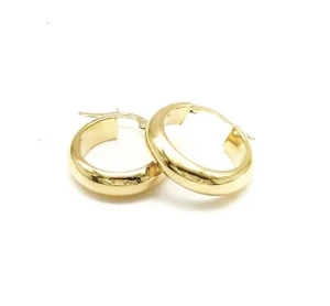 18K Gold Ohrringe Damen - Polierte Creolen aus Italienischem Gold - Bild 1 von 6