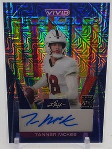 Tanner McKee 2023 Blue Mojo Leaf Vivid Auto #1/7 SSP Eagles #T-TM1 📖 Bookends 