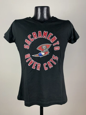 Women’s MILB Sacramento River Cats Black Short-Sleeve MILB Baseball Tee NWT M Cover