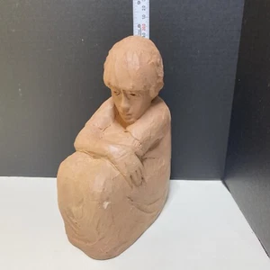 Lerma Spain D Femme Pensive Terra Cotta Clay Sculpture Hand Cast Signed MCM - Picture 1 of 12