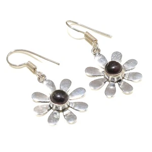 925 Sterling Silver Purple Amethyst Gemstone Handmade Earring Jewelry Size 2.0" - Picture 1 of 3