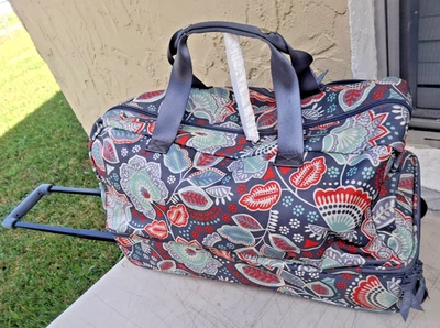 Bolsa de viagem Vera Bradley rolante com alça retrátil grande nômade floral náilon - Imagem 1 de 4