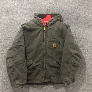 Vintage Carhartt Sherpa Lined Green J141 MOS Canvas Workwear Jacke Herren Gr. 3XL - Bild 1 von 11