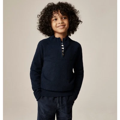 Suéter Crewcuts J.Crew Cachemir Media Cremallera Niños XL (12-13) Azul Marino Cuello Simulado Tejido Suave Foto 1 de 4