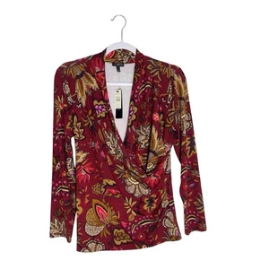 Talbots Petites Large Boho Floral Faux Wrap Blouse NWT - Picture 1 of 8