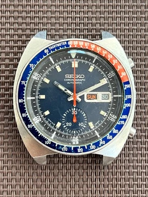 SEIKO 6139-6002 Chronograph POGUE Automatic Watch Men's  Blue Dial Vintage - Image 1 of 4