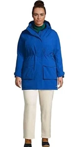 Nuevo Lands End 3X Petite SQUALL PARKA Azul IMPERMEABLE Capucha Aislada 24w 26w Abrigo - Imagen 1 de 6