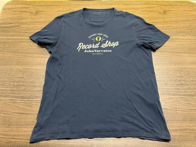 Мужская синяя футболка с коротким рукавом John Varvatos Record Shop - большая - Изображение 1 из 4