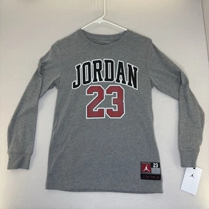 Boys Air Jordan Shirt Long Sleeve Gray L 12-13 Flight 23 Jumpman - Picture 1 of 9
