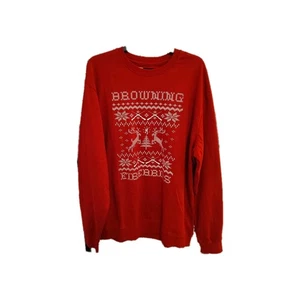 Browning Firearms Christmas Sweatshirt Men's Size XXL Fleece Lined Red Pullover - Picture 1 of 13