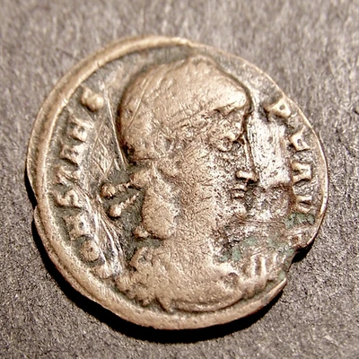 CONSTANS, Emperador con Soldados/Legiones/Lanzas/Escudos, Moneda Imperial Romana, 17mm Foto 1 de 2