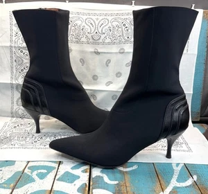 Donald J. Pliner halbhohe schwarze Leder- & Textildetails/Stiefeletten Damen 8,5 M - Bild 1 von 12