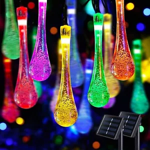 2 Pack Outdoor 41.6ft. 60 LED 8 modes Solar Powered Tear Drop Patio Yard Lights - Picture 1 of 9