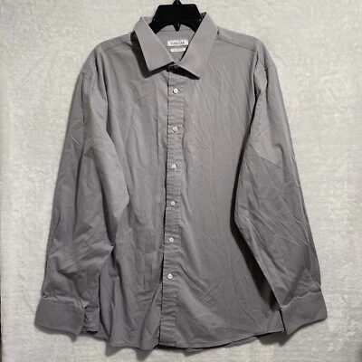 Рубашка мужская Haggar на пуговицах однотонная серая XL хлопковая смесь классический крой с длинным рукавом - Изображение 1 из 4