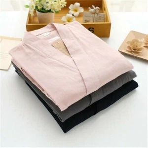 Women Men 100% Cotton Loose Japanese Kimono Robe and Pants Set Pajamas Sleepwear - Bild 1 von 11