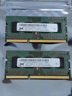 MacBook A1342 Micron 2GB (2x1GB) 1RX8 PC3-8500S-7-00-BP DDR3 1066 Memory RAM ㄋ - Image 1 of 4