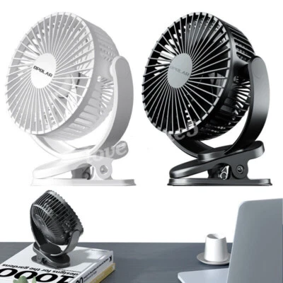 360° 5 inch 3 Speeds 5 Blade Desk Fan USB Quiet Cooling 5000mAh Clip on Portable - Image 1 of 4