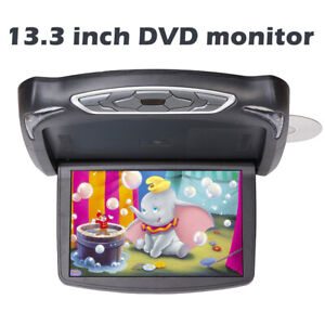 13.3 inch Car Flip Down Overhead Roof Monitor with DVD Player Wide Screen USB SD