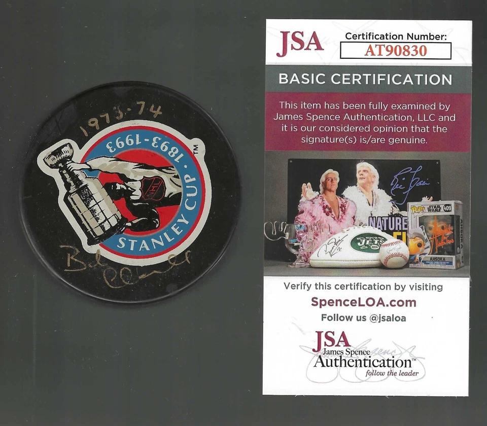Bobby Clarke Firmado e Inscrito Philadelphia Flyers Stanley Cup 100 Puck Certificado de Autenticidad JSA Foto 1 de 1