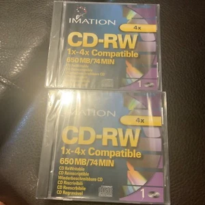 Lot 2 Imation 1X-4X Compatible 650 MB / 74 MIN CD-RW CD ReWritable New Sealed - Picture 1 of 4