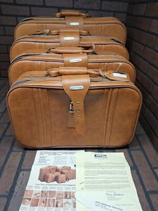 Vintage World Traveler 4 Pc Luggage Set Light Brown - Picture 1 of 9