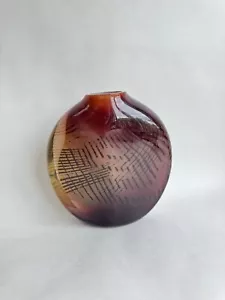 Joli Vase Vintage verre multicolore multicouche signé Nicolas Morin 1987 design - Imagen 1 de 16